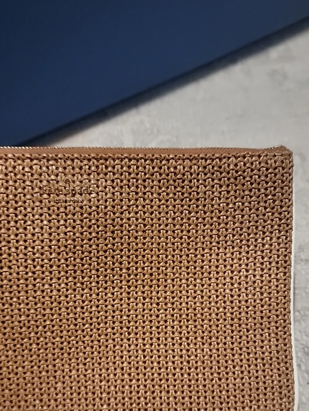 KATE SPADE Woven Straw Clutch - Tan